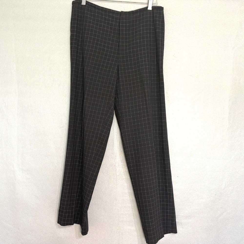 Ralph Lauren Women's Windowpane Print‎ Wool Pants Size 8 Wide Leg Classic Preppy